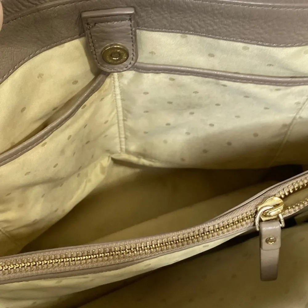 Kate Spade Chain and Leather‎ Strap Magnetic Closure Gray Tan Tote Handbag Purse
